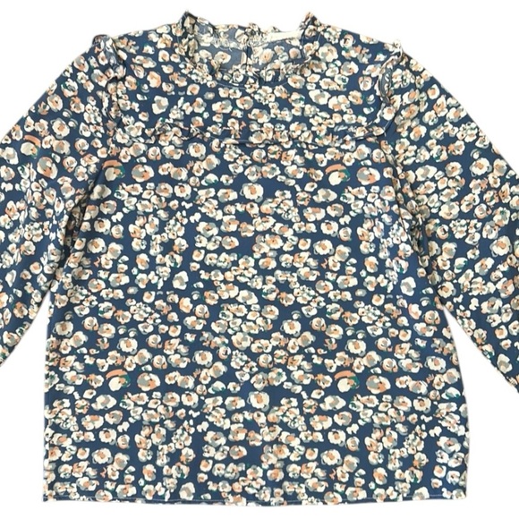Michelle McDowell Floral Ruffle Neck Long Sleeve Top Size Medium - Picture 12 of 13